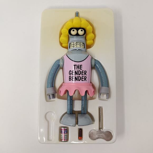Futurama Gender Bender Robot Wind Up Toy Rocket USA 2001 Collectible Boxed - Picture 2 of 16